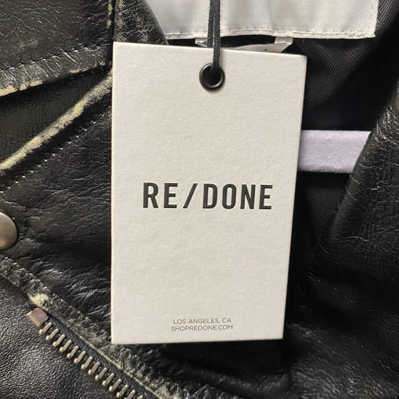 Nwt Women's‎ Re/done Brand Distressed Italian Leather Moto Black Jacket S $1250 - Picture 11 of 16